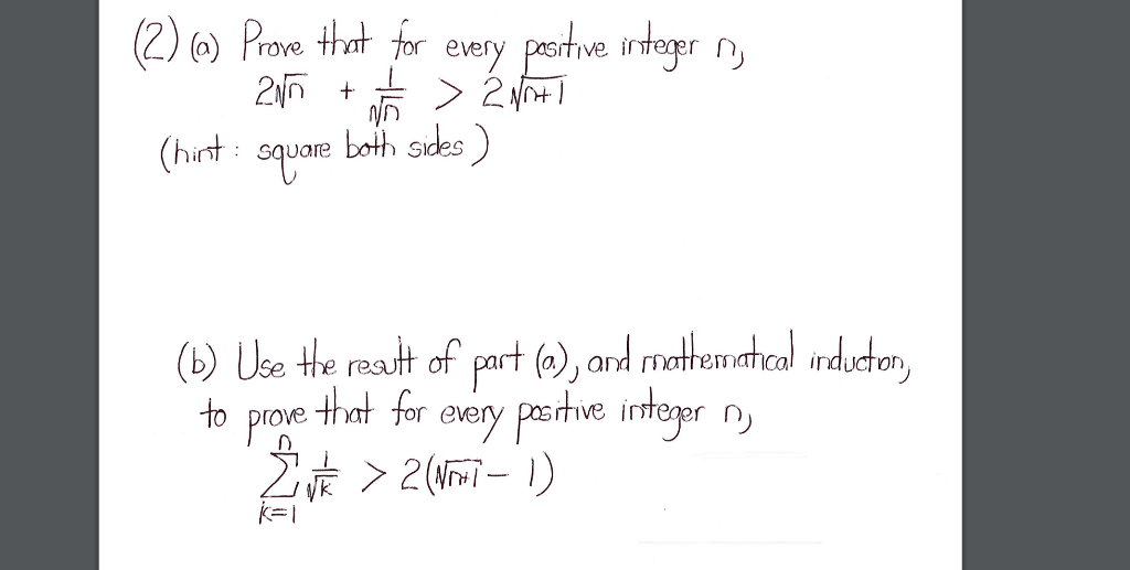 Solved (2) @ Prove that for every positive integer ng 21n + | Chegg.com