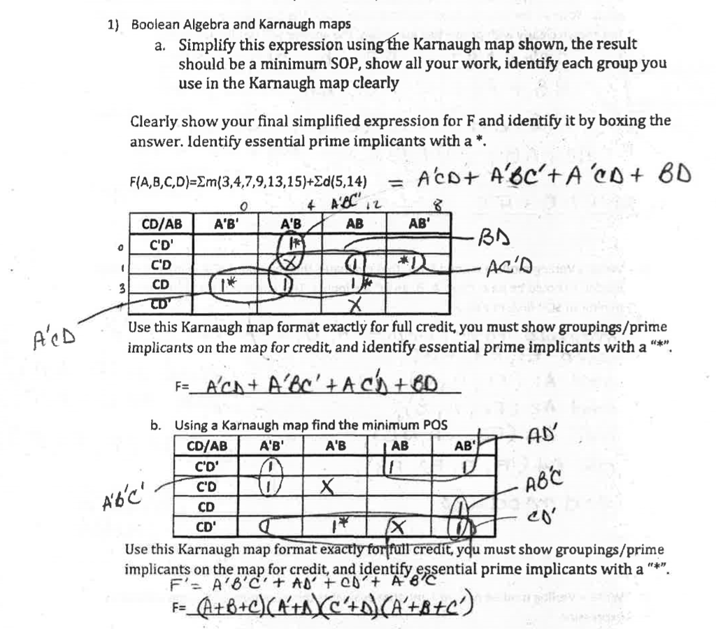 Solved In all the Karnaugh map problems of this assignment