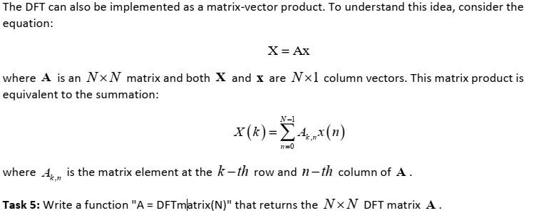 Solved The DFT can also be implemented as a matrix-vector | Chegg.com