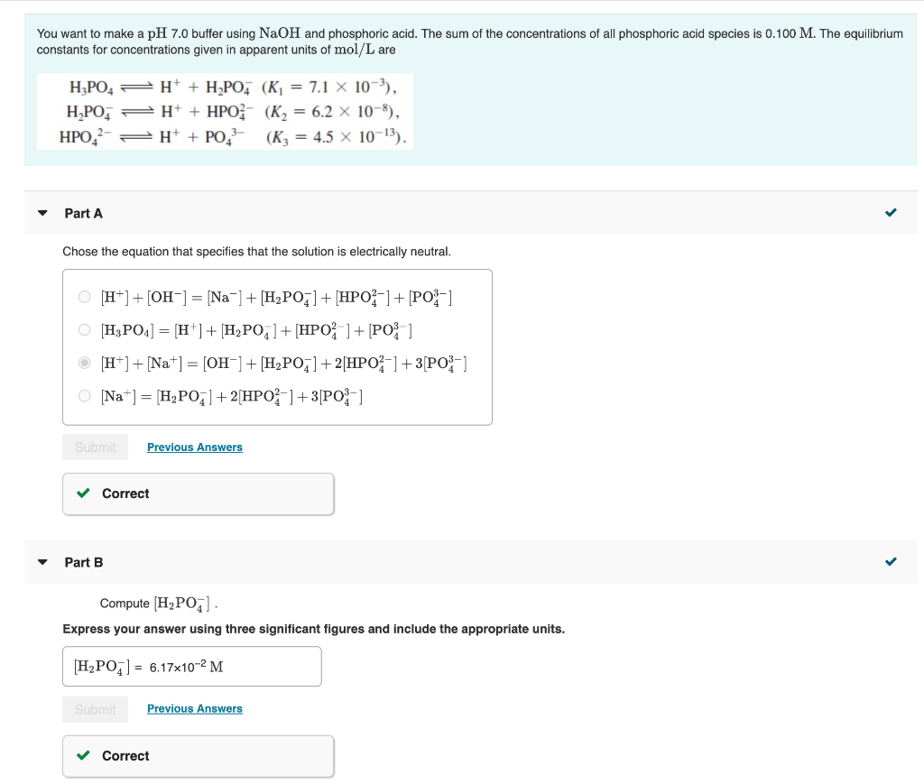 Solved You want to make a pH 7.0 buffer using NaOH and | Chegg.com