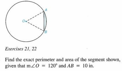 Solved Exercises 21,22 Find the exact perimeter and area of | Chegg.com