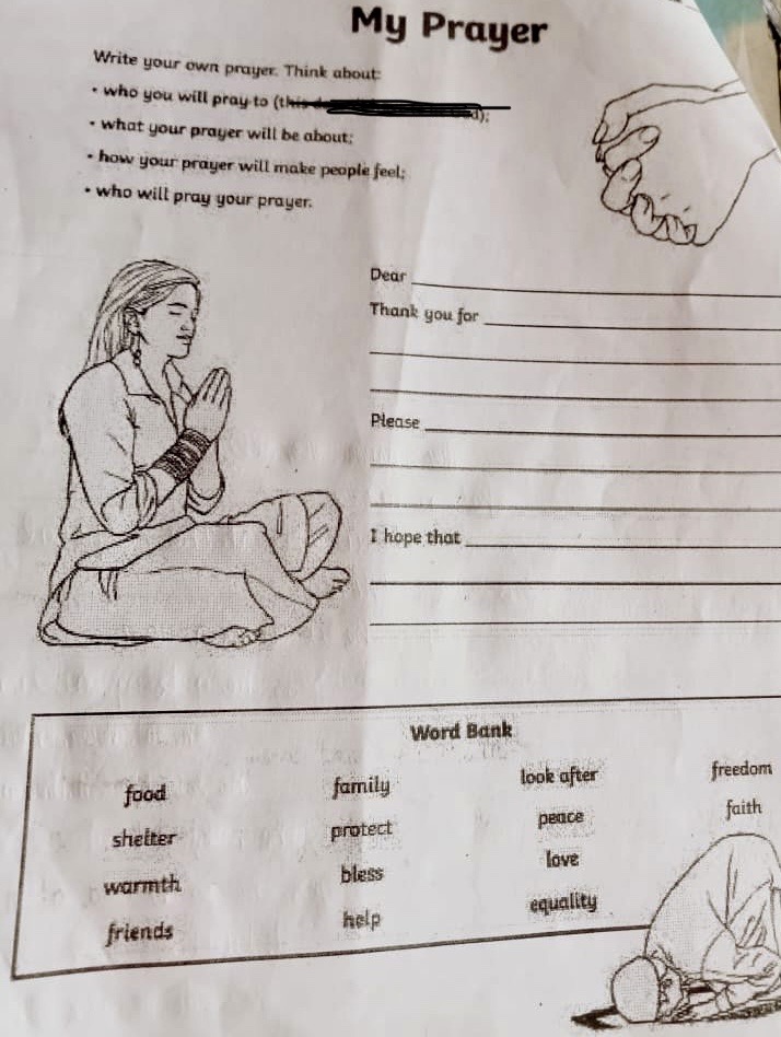Write your own prayer. Think about: - who you will | Chegg.com