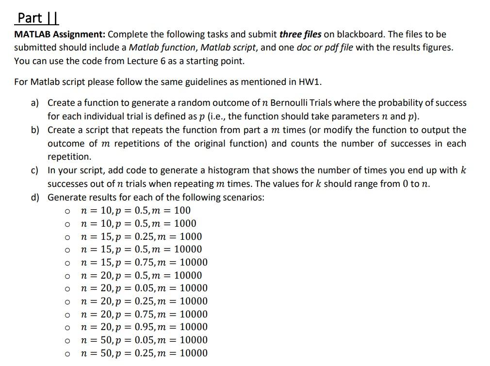 Solved Part 1 MATLAB Assignment: Complete The Following | Chegg.com