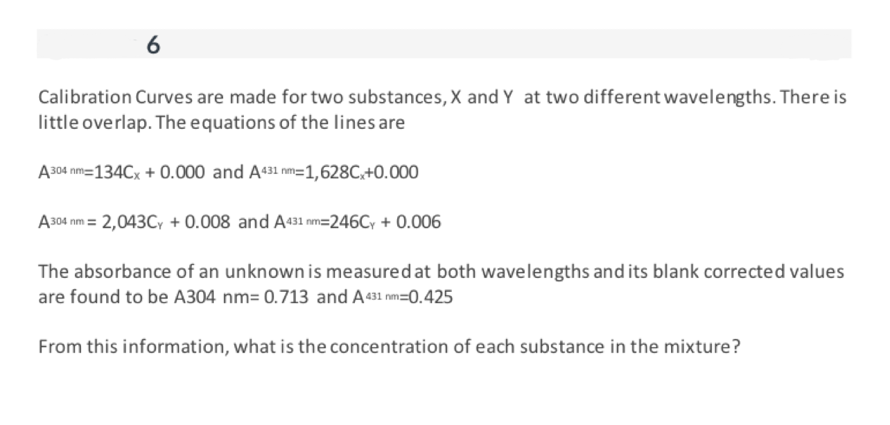 Solved Calibration Curves are made for two substances, X and | Chegg.com