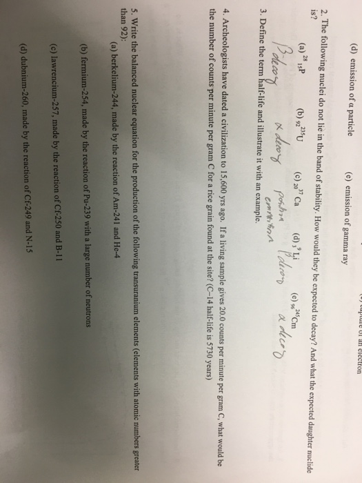 Solved The Following Nuclei Do Not Lie In The Band Of Chegg
