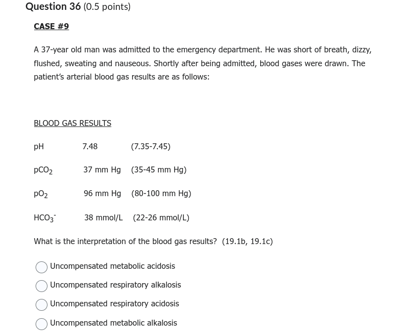 Solved A 64-year old woman with COPD was admitted to the | Chegg.com