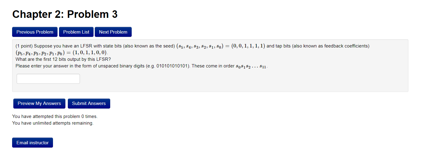Solved Chapter 2: Problem 3 Previous Problem Problem List | Chegg.com