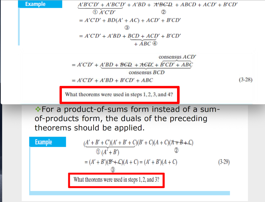 Solved Example A'B'CD' +A'BC'D' +A'BDABGD ABCD ACD' +B'CD | Chegg.com