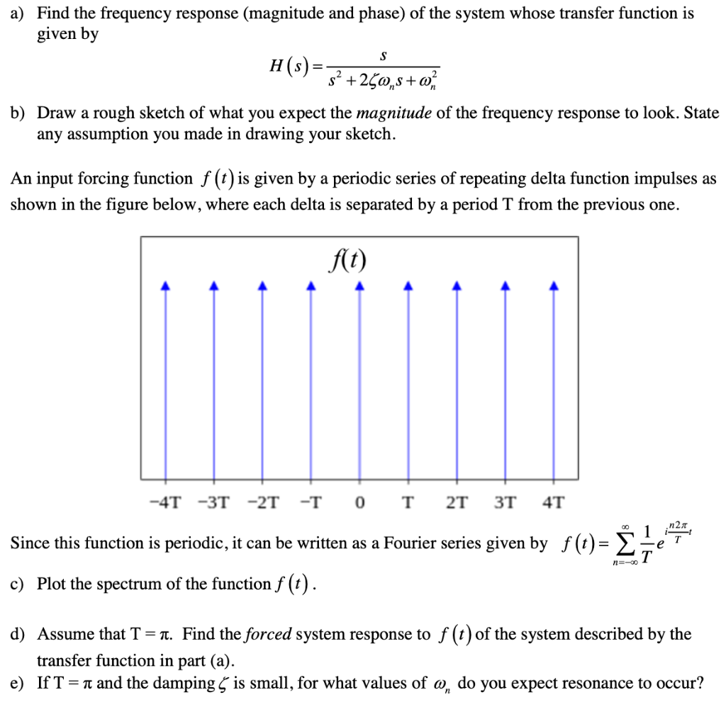 s = a) Find the frequency response (magnitude and | Chegg.com