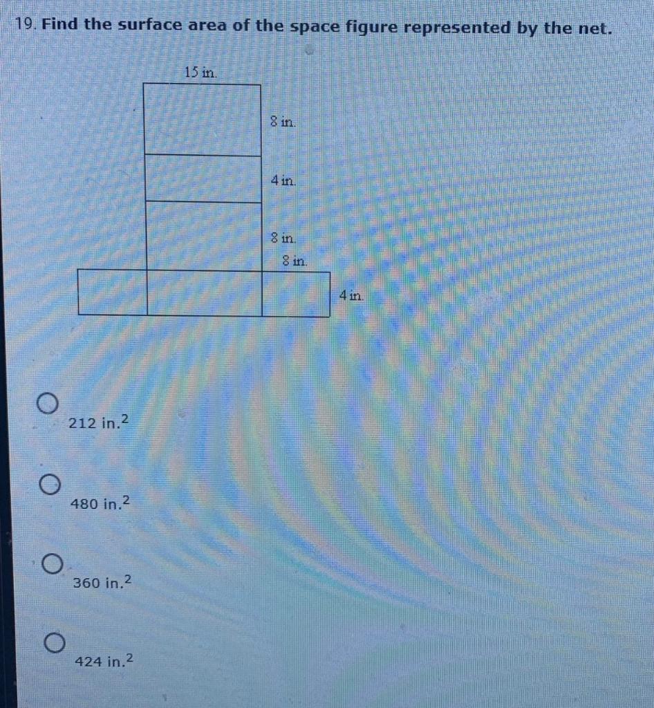 Solved 19. Find the surface area of the space figure | Chegg.com