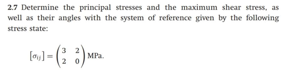 Solved 2.7 Determine the principal stresses and the maximum | Chegg.com
