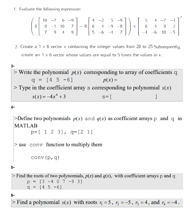 Solved 1. Evaluate the following expression: T -9 (I 10 - 7 | Chegg.com