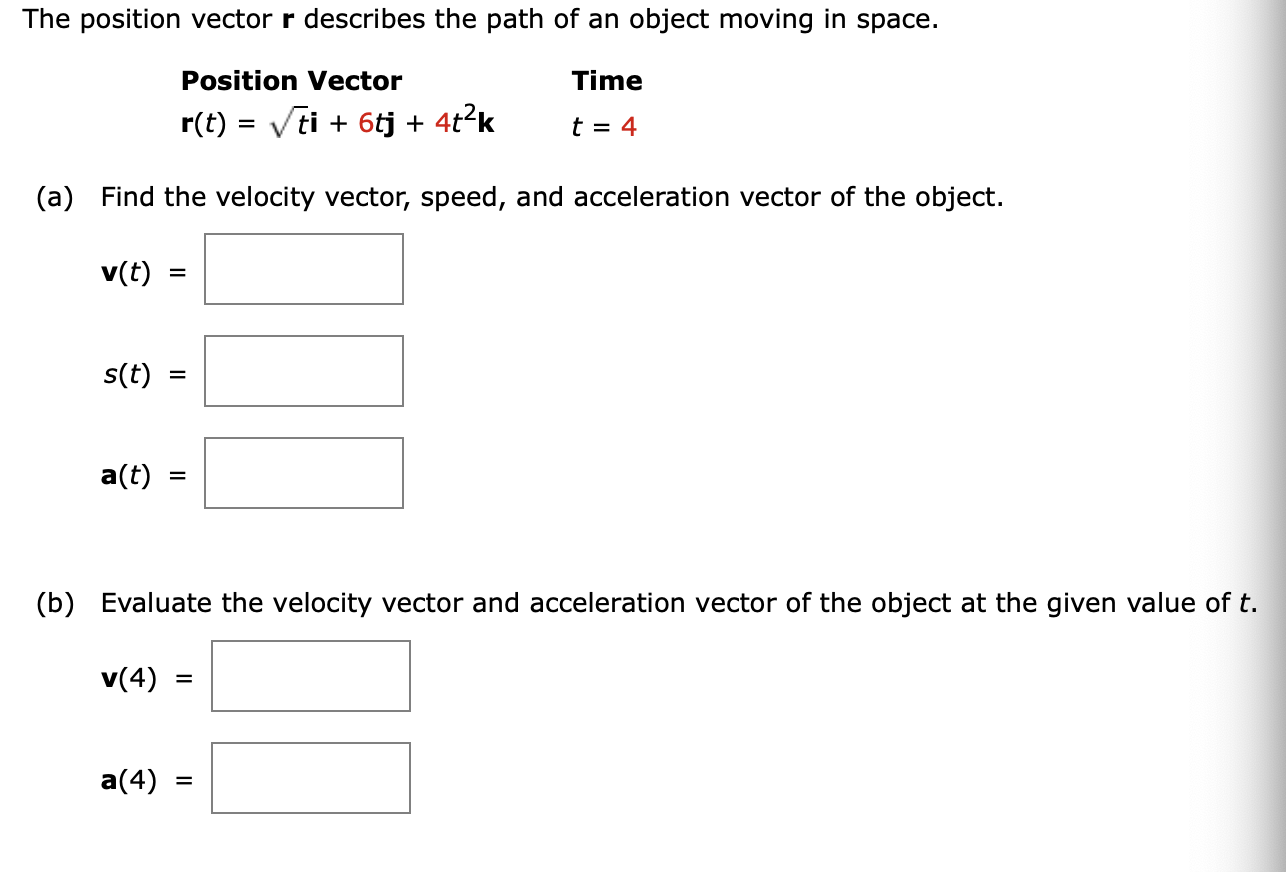 Solved The position vector r describes the path of an object | Chegg.com