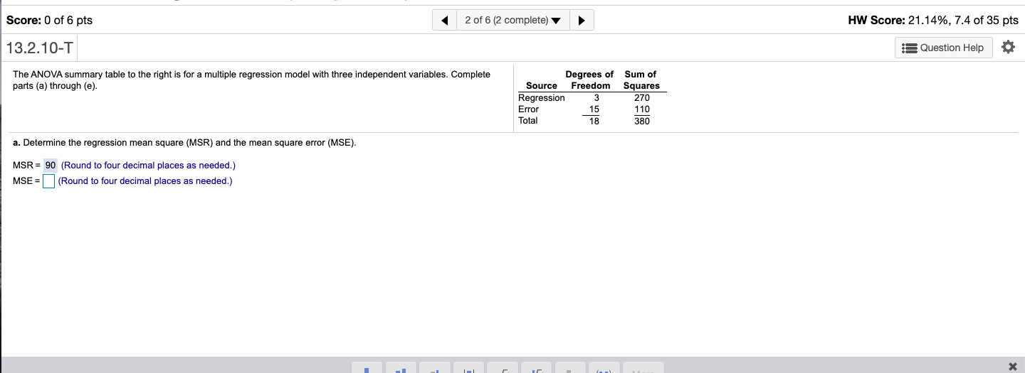 Solved 1. MSR=___ 2. MSE=___ 3. Compute the overall Fstat | Chegg.com