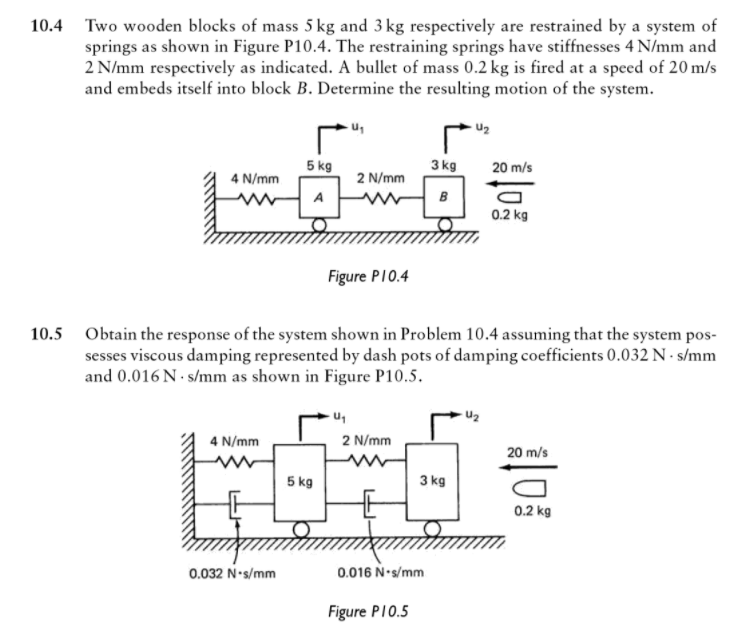 10.4 Two wooden blocks of mass 5 kg and 3 kg | Chegg.com