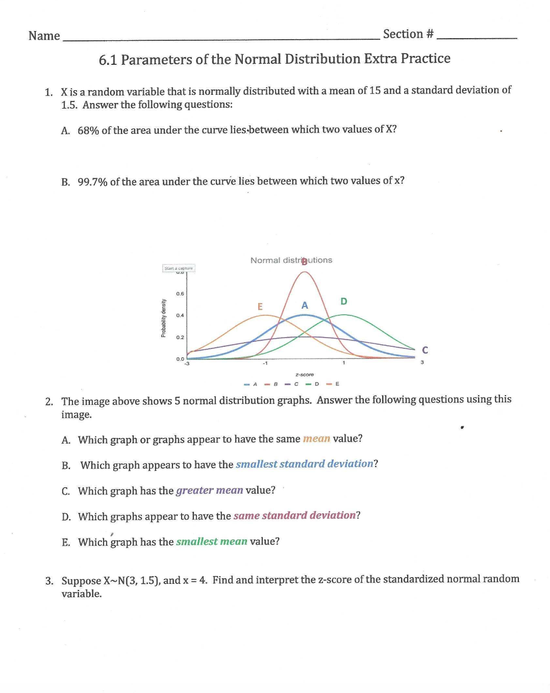 Solved 6.1 Parameters of the Normal Distribution Extra | Chegg.com