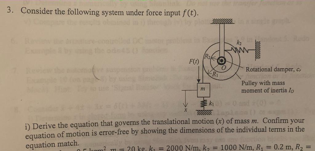 Solved 3. Consider the following system under force input | Chegg.com