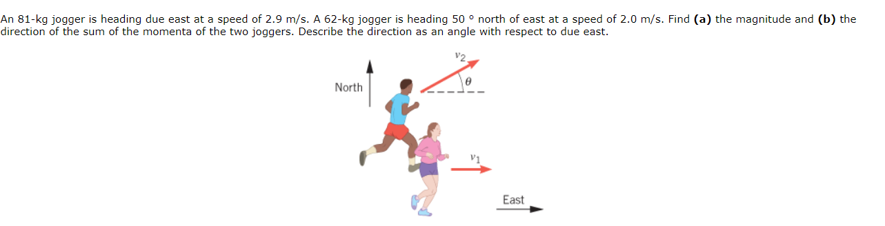 Solved An 81-kg jogger is heading due east at a speed of 2.9 | Chegg.com