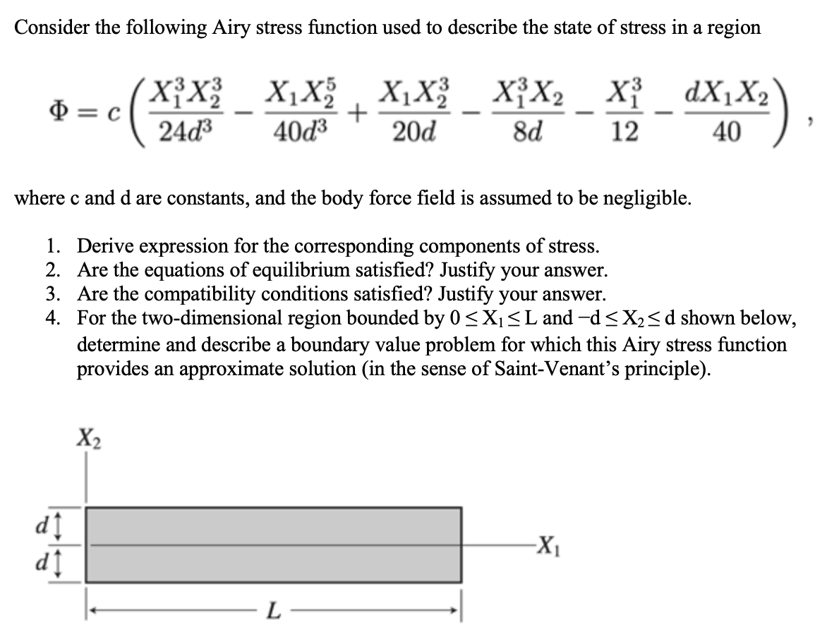 Solved Consider the following Airy stress function used to | Chegg.com