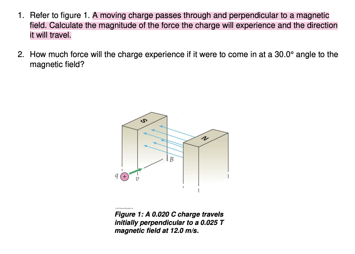 Solved 1. Refer to figure 1. A moving charge passes through | Chegg.com
