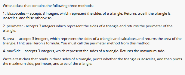 Solved Write a class that contains the following three | Chegg.com