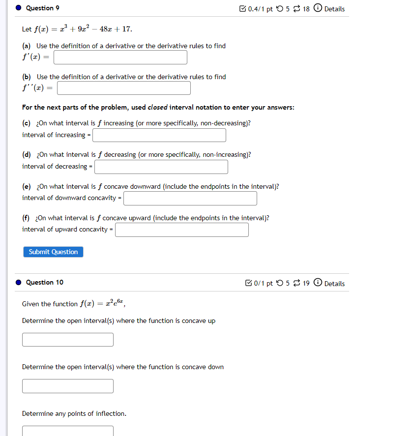 Solved Let F X X3 9x2−48x 17 A Use The Definition Of A