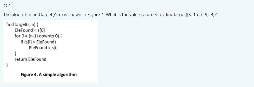 Solved The algorithm Find2 (A,n) is shown below. What is the | Chegg.com