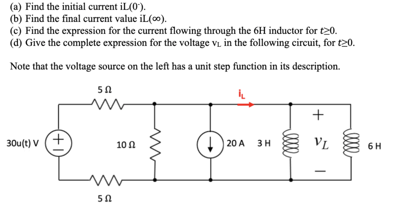 Solved (a) Find the initial current iL(0*). (b) Find the | Chegg.com