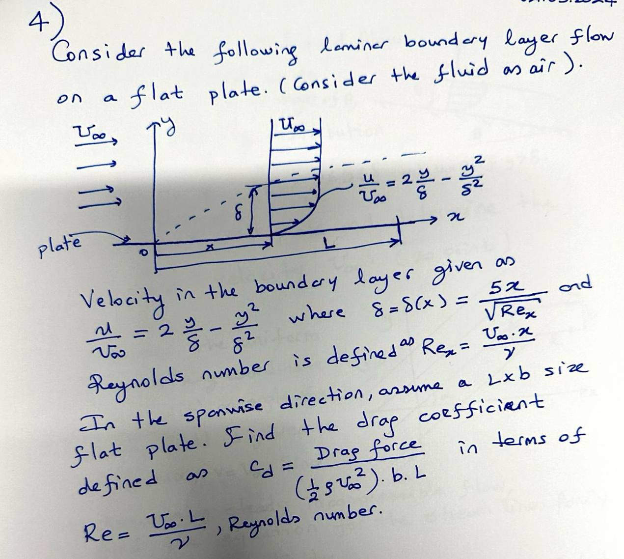 Solved Consider the following laminar boundary layer flowon | Chegg.com