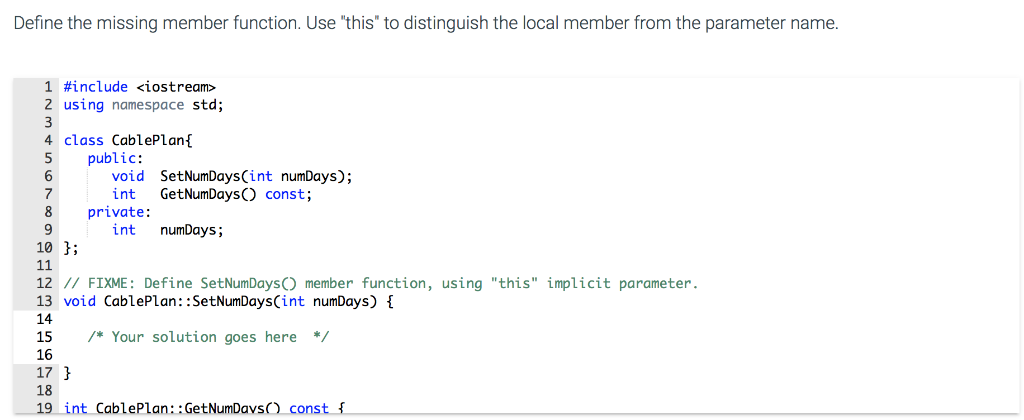 Solved Define the missing member function. Use 