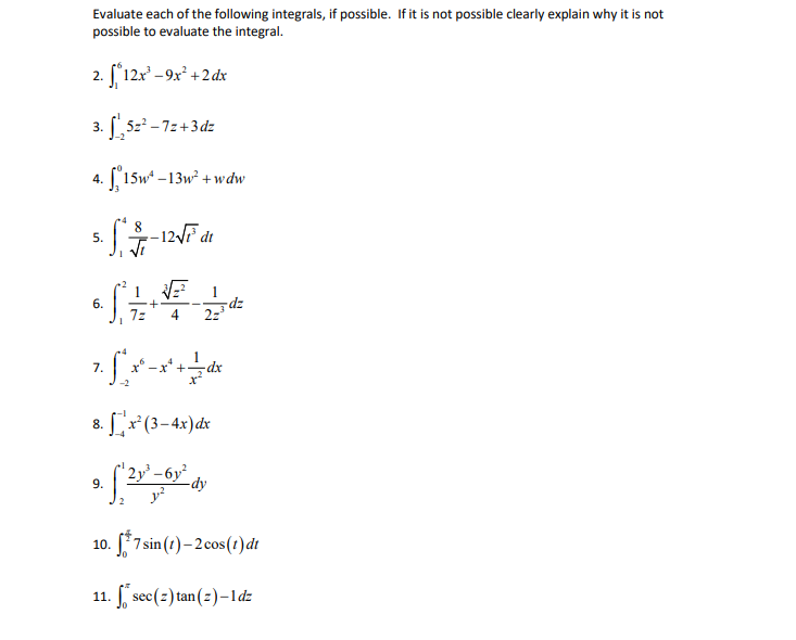 Solved Evaluate each of the following integrals, if | Chegg.com