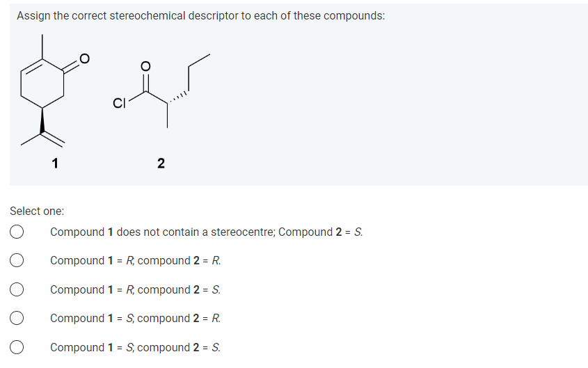 Solved Assign the correct stereochemical descriptor to each | Chegg.com