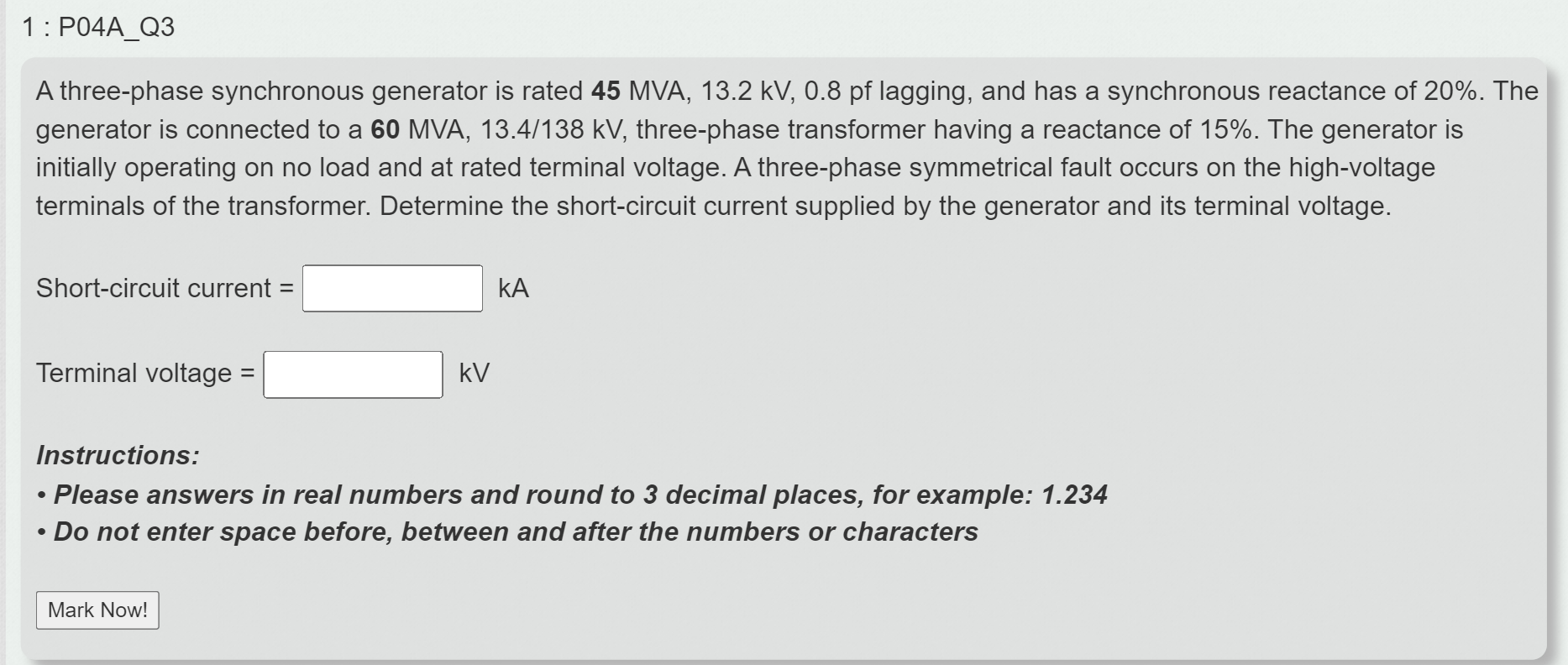 Solved A three-phase synchronous generator is rated | Chegg.com