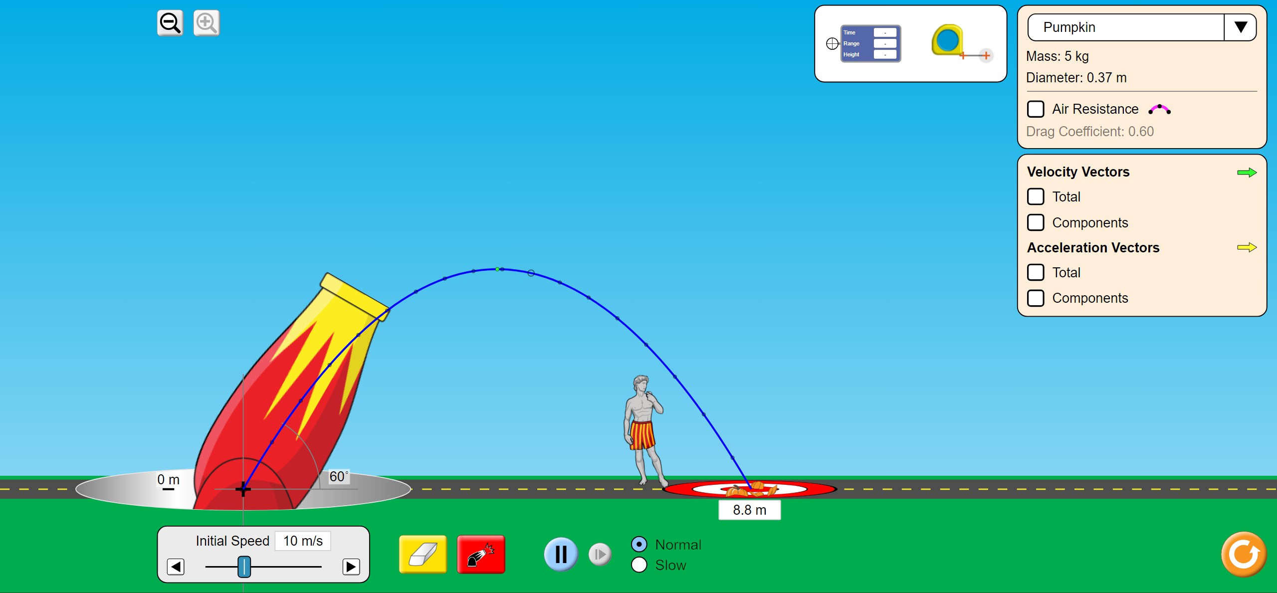 Solved If my angle is 60 and my velocity is 10, what will be | Chegg.com