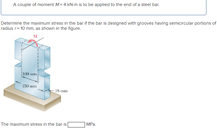 Solved b) determine the maximum stress in the bar if it is | Chegg.com