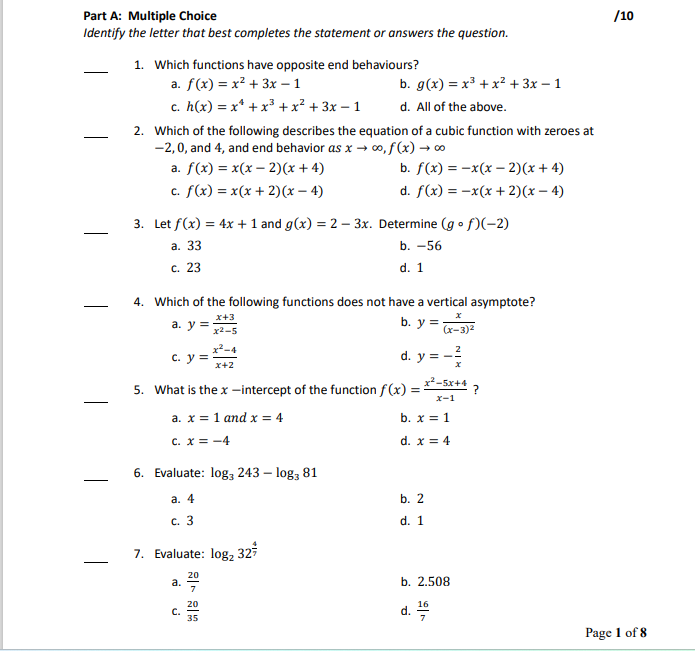 Solved Part A: Multiple ChoiceIdentify the letter that best | Chegg.com