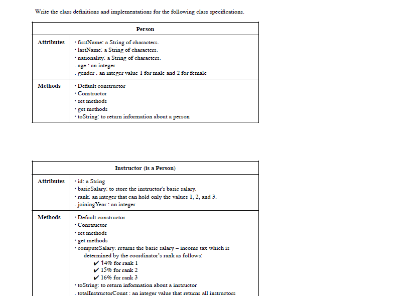 Solved Write The Class Definitions And Implementations For | Chegg.com