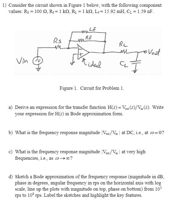 Solved 1) Consider the circuit shown in Figure 1 below, with | Chegg.com