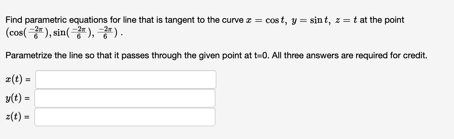 Solved Find Parametric Equations For Line That Is Tangent To