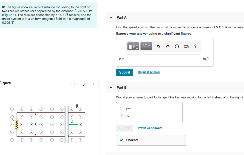 Solved IP The figure shows a zeroresistance rod sliding to