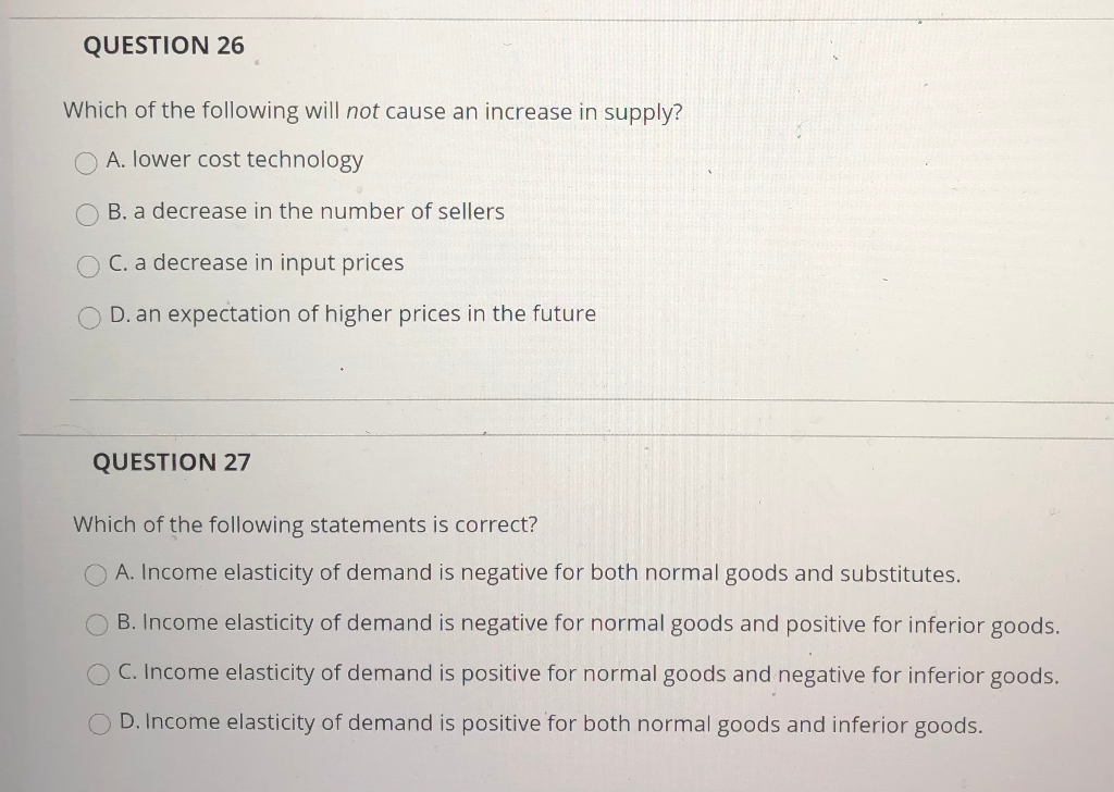 Solved QUESTION 26 Which of the following will not cause an | Chegg.com
