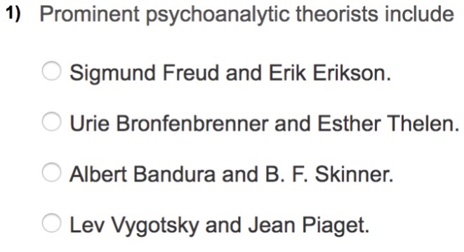 Solved 1 Prominent psychoanalytic theorists include Sigmund