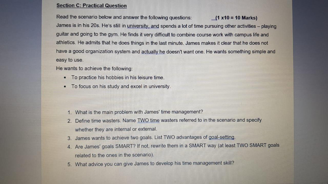 Solved Section C: Practical Question Read the scenario below | Chegg.com