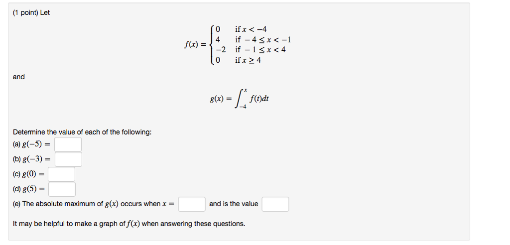 Solved 1 point) Let and -4 Determine the value of each of | Chegg.com