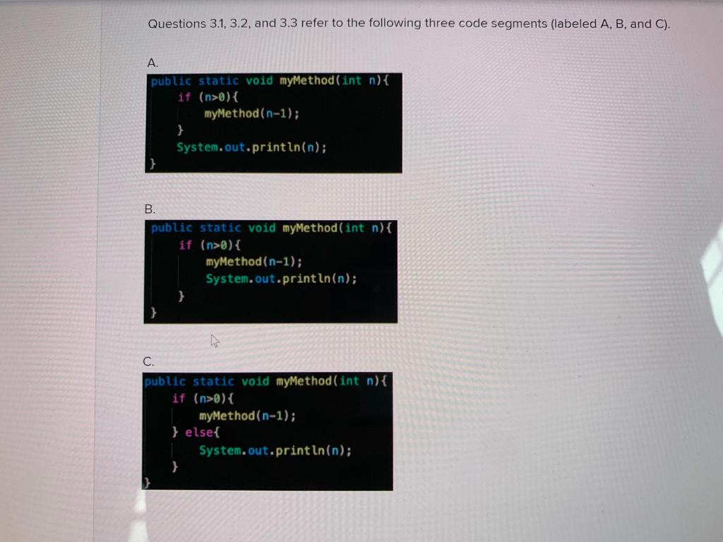 Solved uestions Answered Which statement about methods A, B, | Chegg.com