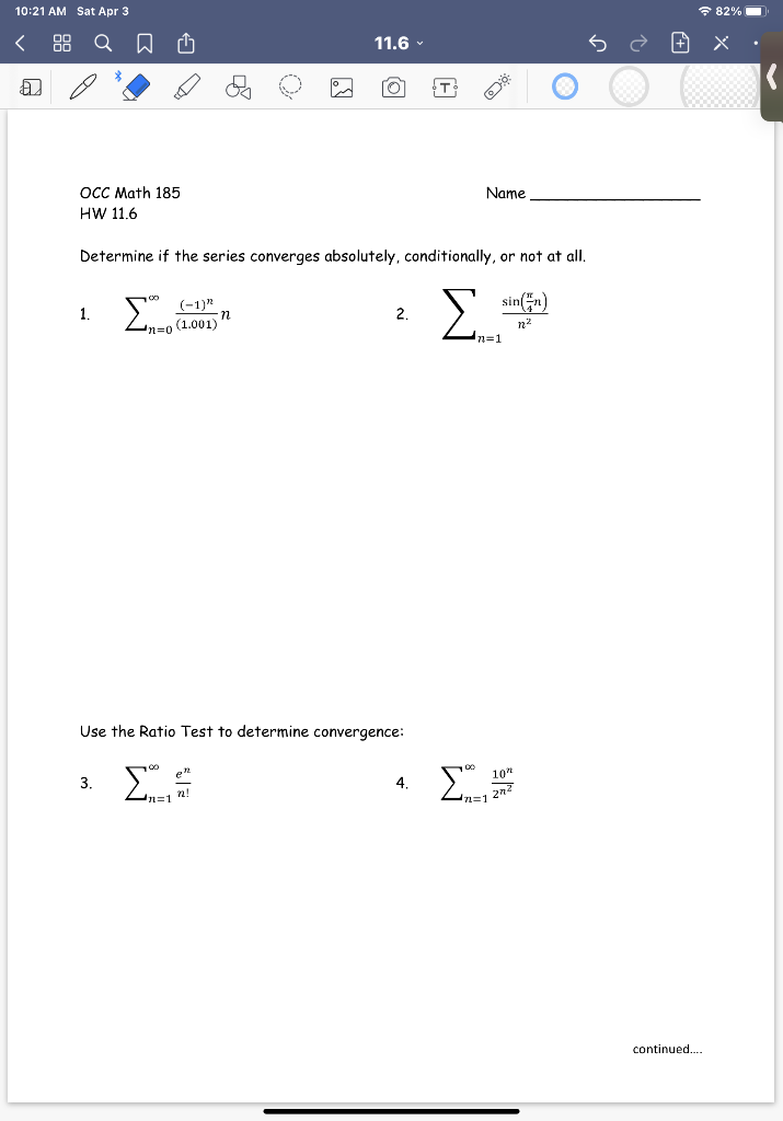 Solved 10:21 AM Sat Apr 3 82% 11.6 Α. τη Name OCC Math 185 | Chegg.com