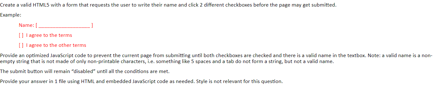 Solved Create a valid HTML5 with a form that requests the | Chegg.com