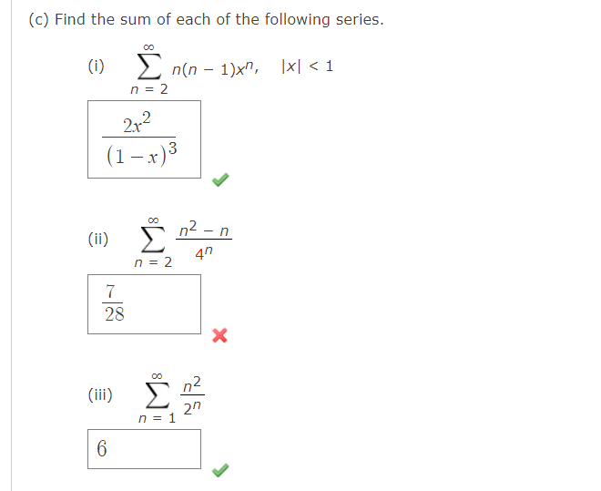 B Find The Sum Of Each Of The Following Series I Chegg Com