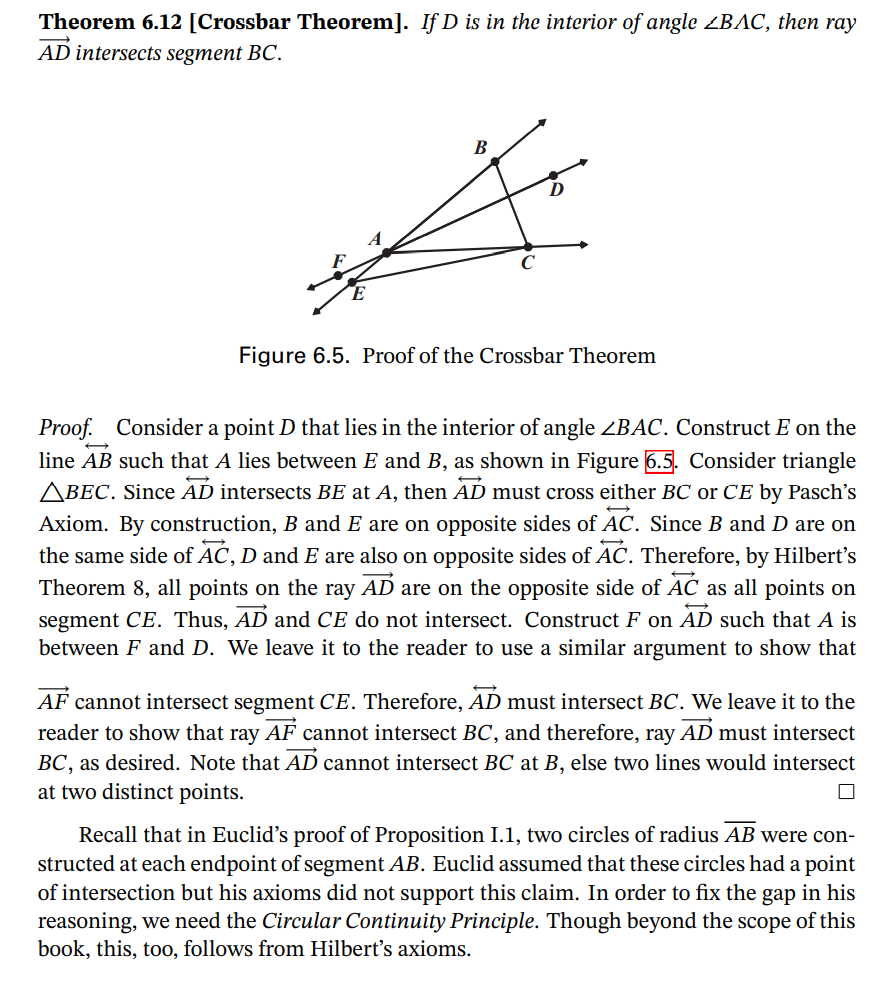 Explain why, in the proof of Theorem 6.12, ray 𝐴𝐹⃗