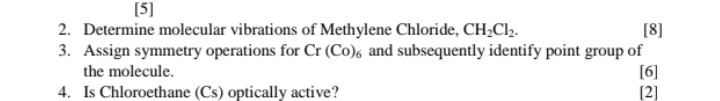 Solved 2. Determine molecular vibrations of Methylene | Chegg.com